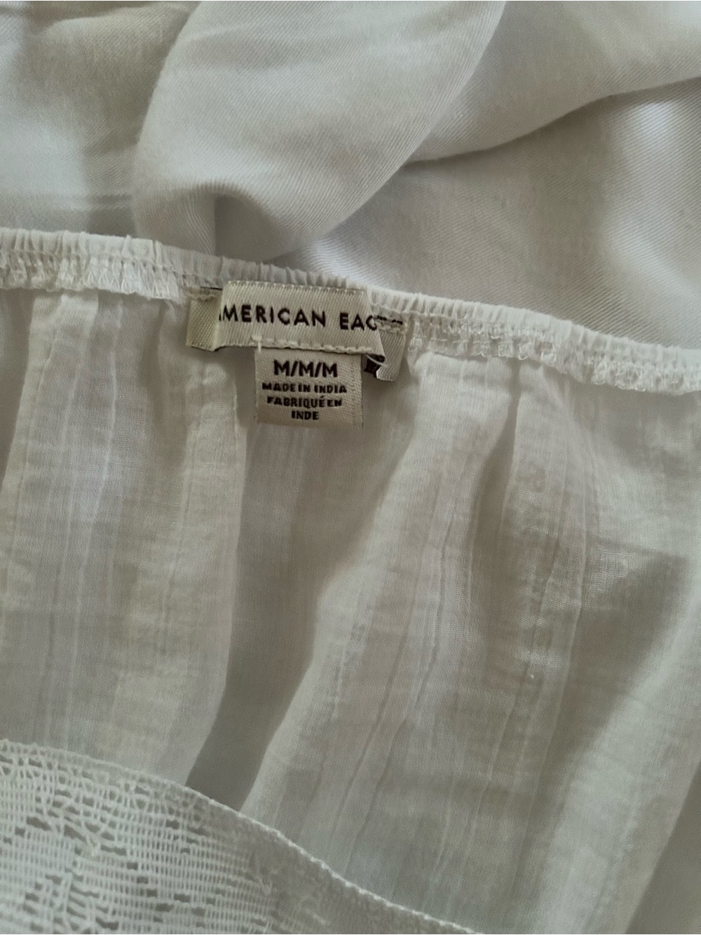 American Eagle Outfitters White Lace-Trim Square Neck Blouse - Picture 6 of 7
